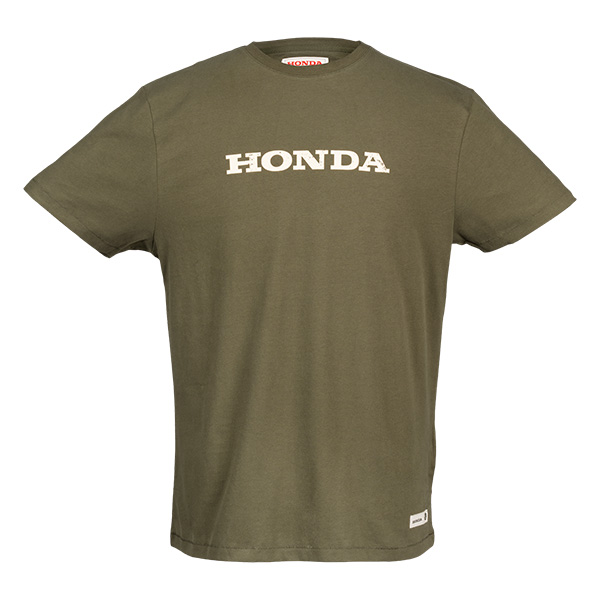 08AUD TTE 002B FRONT HONDA LOGO LETTERING HTG TEE OLIVE GREEN